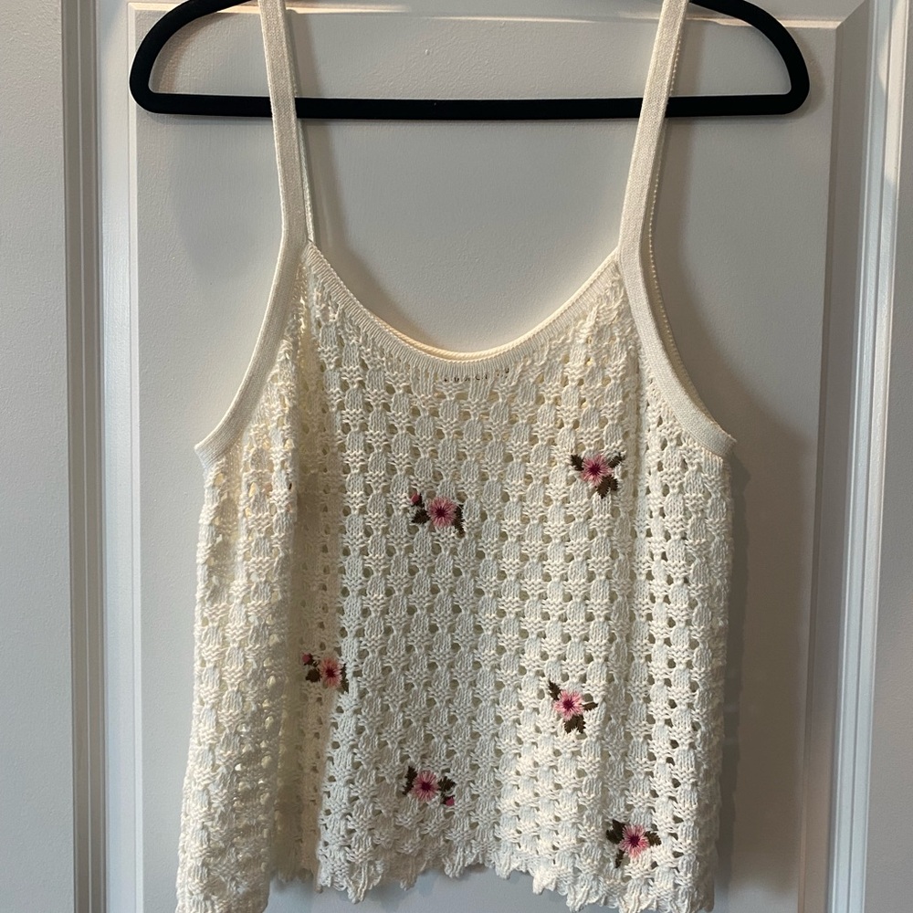 Madison Cream Cropped Embellished Camisole